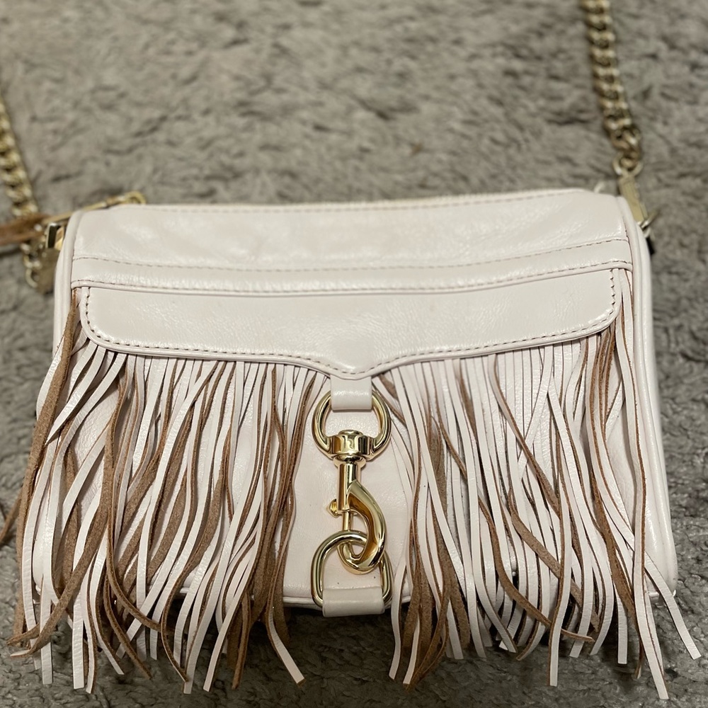 Rebecca Minkoff dusty rose fringe leather bag